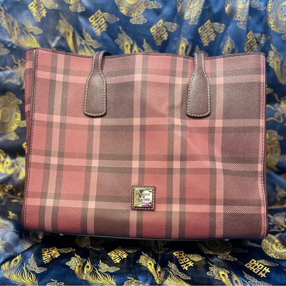 Plaid Burgundy Dooney and Bourke Bag